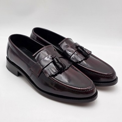 Samuel Windsor Tassel Loafers Men's 10.5 Burgundy Oxblood Leather Shoes Fringed