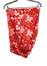 Grannycore Red White Floral Chiffon Infinity Scarf Lightweight Sheer Cottagecore