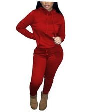 Two Piece Outfits for Women Casual Sweatsuits Set Long Sleeve Large 9014a-red