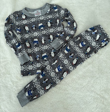 Hanna Andersson Gray Winter Penguins Organic Cotton Pajamas 100 Boy Girl 4 4T