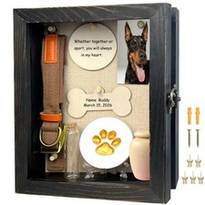 8x10 Pet Memorial Shadow Box Frame Paw Print Kit Solid Wood Pet Frame Black D...
