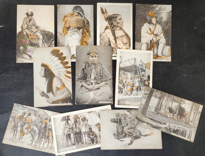 1930s Indians Arcade Cards 11 Lot Vintage Vending Machine Native American