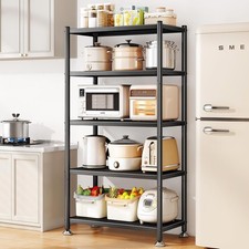 5 Tier Adjustable Storage Shelves, Heavy Duty Metal Storage Rack with Wheels, Sh