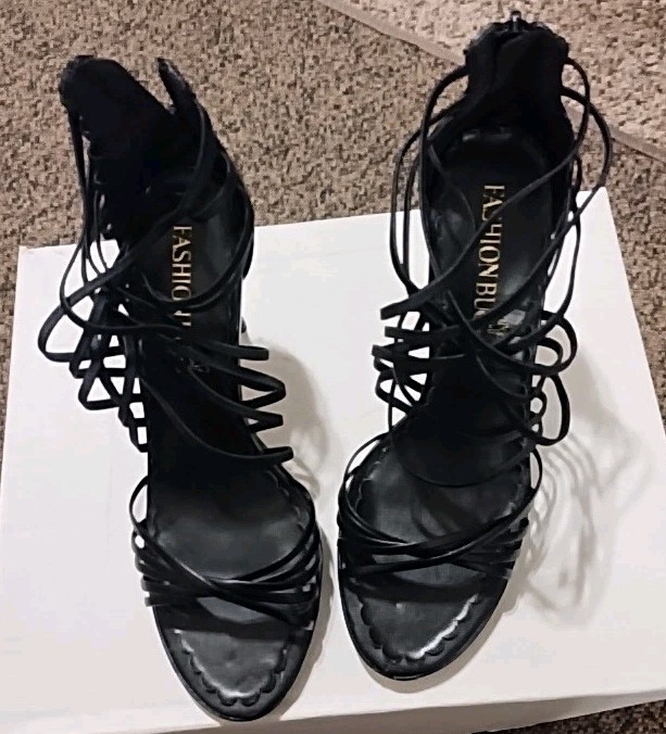 NEW New York & Co.Black Strappy Stiletto Heels 7M Dress Sandal By Fashion Bug