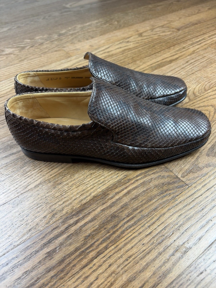 BALLY LAKEPORT セミブローグ UK7.5E バーガンディ スイス製 Bally Havanna Snakeskin Loafer Moccasin Driving Shoes Switzerland