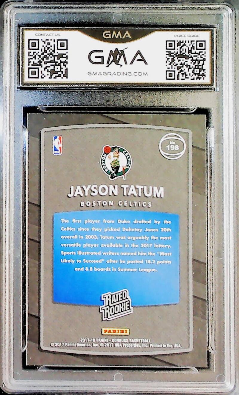 2017-18 Donruss 198 Jayson Tatum RC Rookie Boston Celtics Rated Rookie GMA 10 view 2