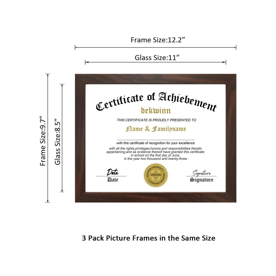 8.5x11 Diploma Frame Certificate Document Frame Set of 3 with High ...