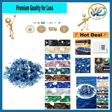 Ondefie 10lb Fire Glass for Fire Pits & Fireplaces – Reflective Pacific Blue ...