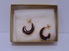 Avon Shades Of Fashion Reversible Pierced Earrings Brown/Beige NOS 1978