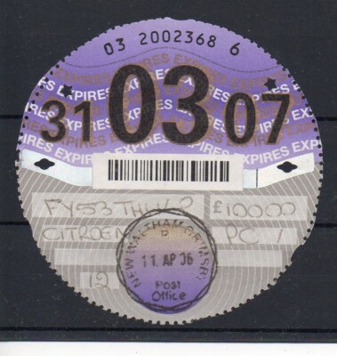 GB Road Tax Disc - Mar. 2007 - see comments in description and below