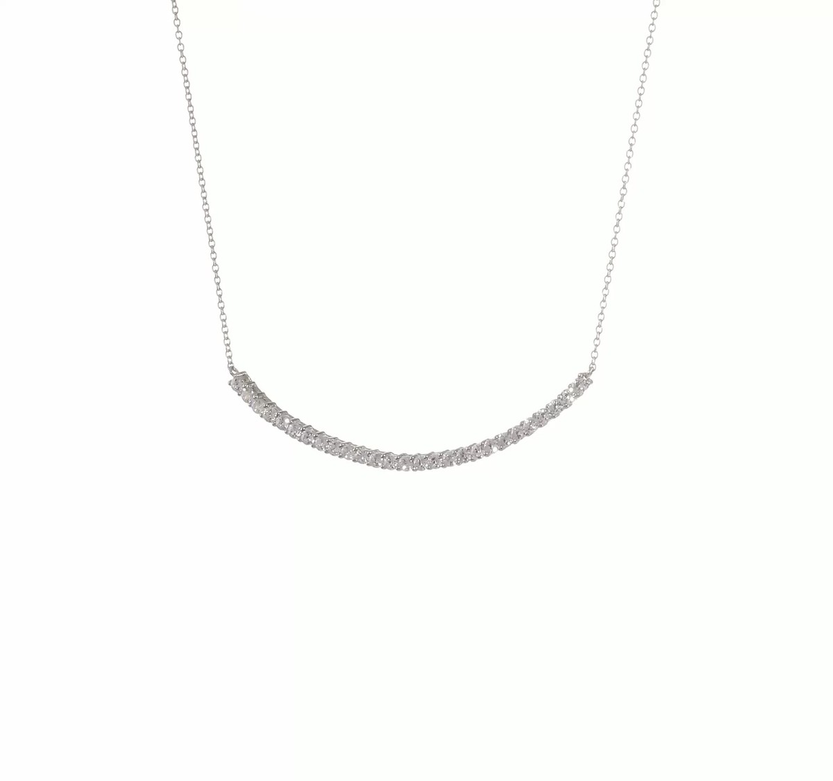 Cheryl M Silver Brilliant-cut CZ Curved Bar 18 Inch Necklace