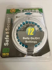 Vacation Light Timer - 12 Daily On Off Settings - 1875 Watts Safe & Secure - zav