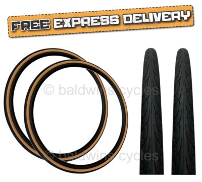PAAR Baldys 700 x 28c GELBE WAND Rennrad Vintage traditionelle glatte REIFEN