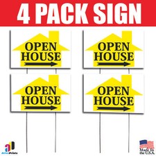 4X Open House Signs Left Right Arrow Double Sided Real Estate Marketing