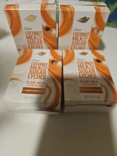 LOT (4) DOVE COCONUT MILK & SUGAR LYCHEE PLANT MILK CLEANSING BAR SOAP 5 OZ