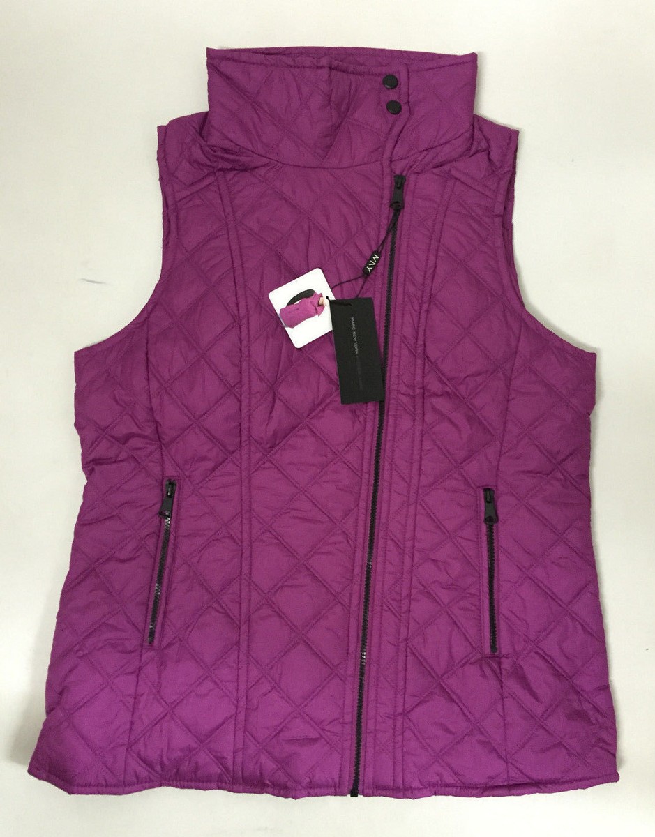 NWT Womens ANDREW MARC Quilted FUCHSIA Pink Oversized Vest M