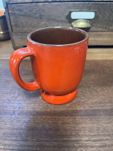 Vintage Frankoma Pottery Coffee Mug Flame Red Cup Art Pottery