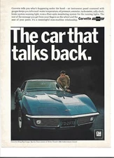 Original 1968 Chevrolet Corvette vintage print ad: "The car that talks back."