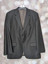 Jones New York Mens Extremely Dark Brown Pinstripe Blazer Jacket 41 Regular
