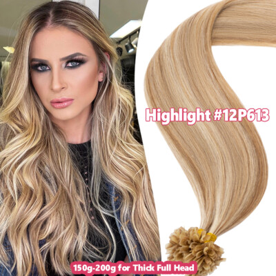 Thick 1g/s Fusion Nail U Tip Keratin Real Remy Human Hair Extensions Highlight