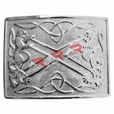 Men's Scottish Kilt Buckle Belt Saltire Lion Band Item Classic Pin Chrome Finish