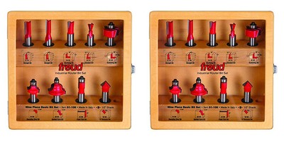Freud Genuine 9-Piece Basic Router Bit Set With 1/2'' Shank, 2-Pack, 91-108-2PK