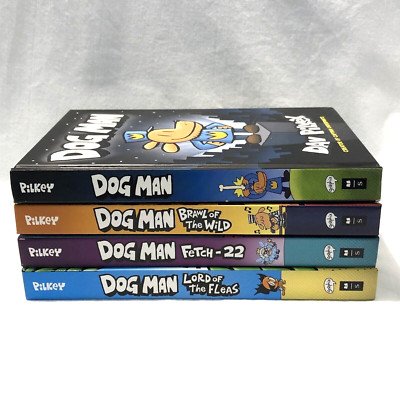 Dav Pilkey Dog Man Series Lot 4 Hardcover Books Illustrated