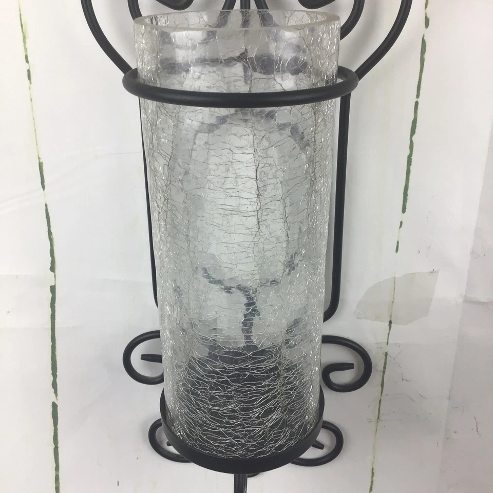 "Par de apliques de vela de pared grandes de 20"" de colección negros con cilindro de vidrio agrietado" Foto 4 de 4