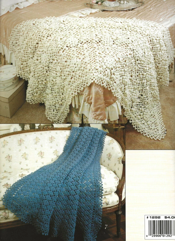 Victorian Beauties Crochet Popcorn Square Stripe Lacy Pineapple Roses Filet BOOK - Image 2 of 2