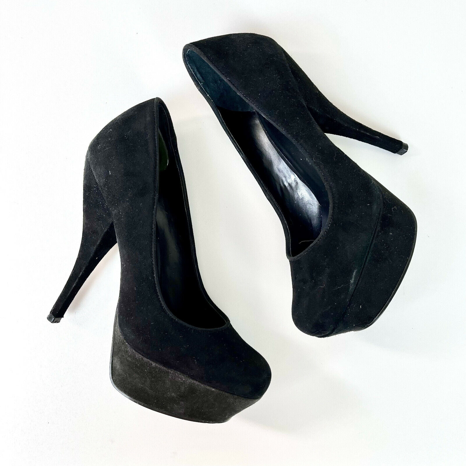 Nine West Piggy Black Leather Suede Platform Heel… - image 1