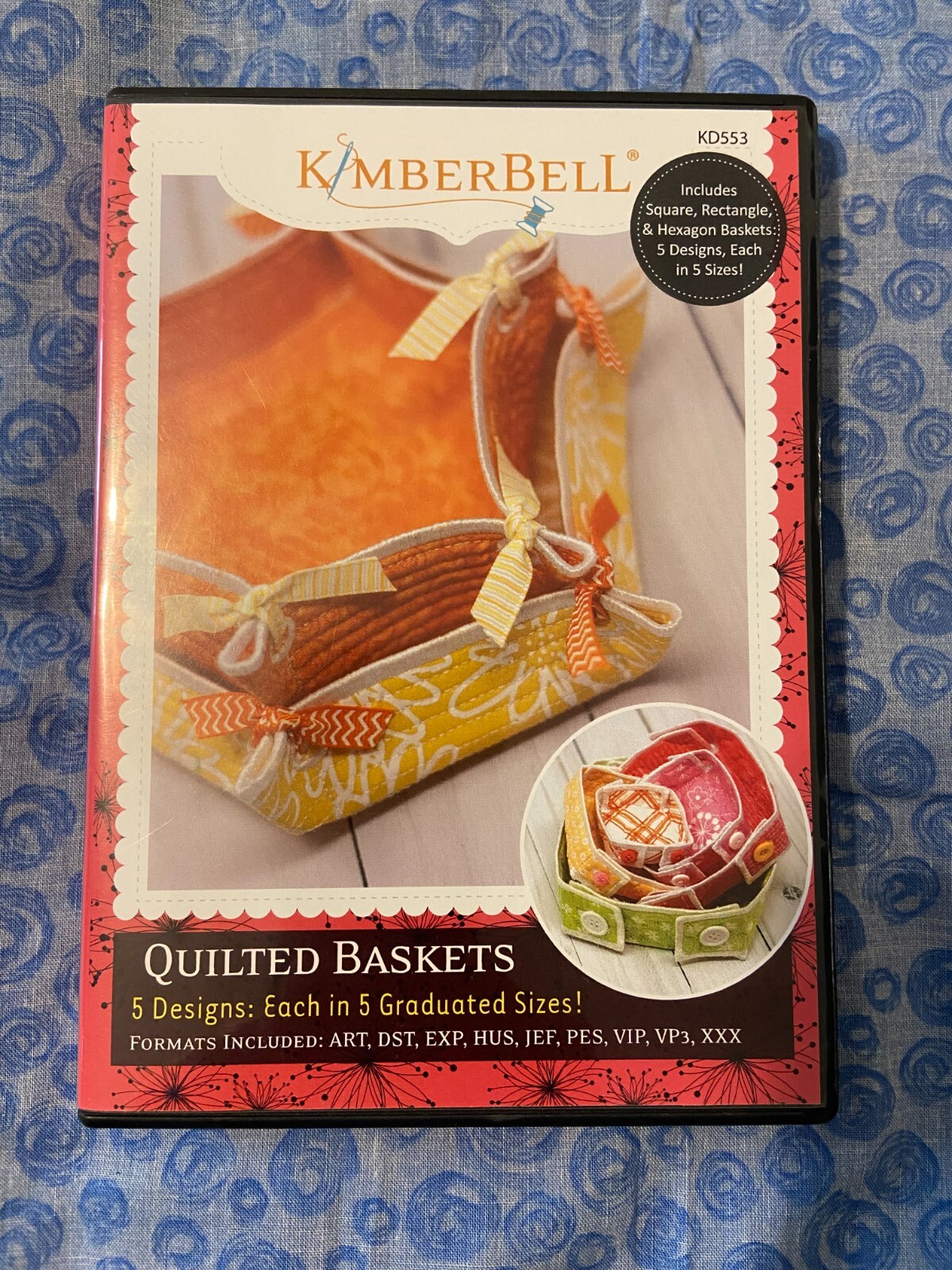 Kimberbell Quilted Baskets Machine Embroidery Design CD, Includes 5