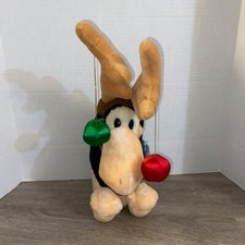 Vintage 1985 Dakin Opus Penguin Reindeer 16  Plush Bloom County Christmas Xmas