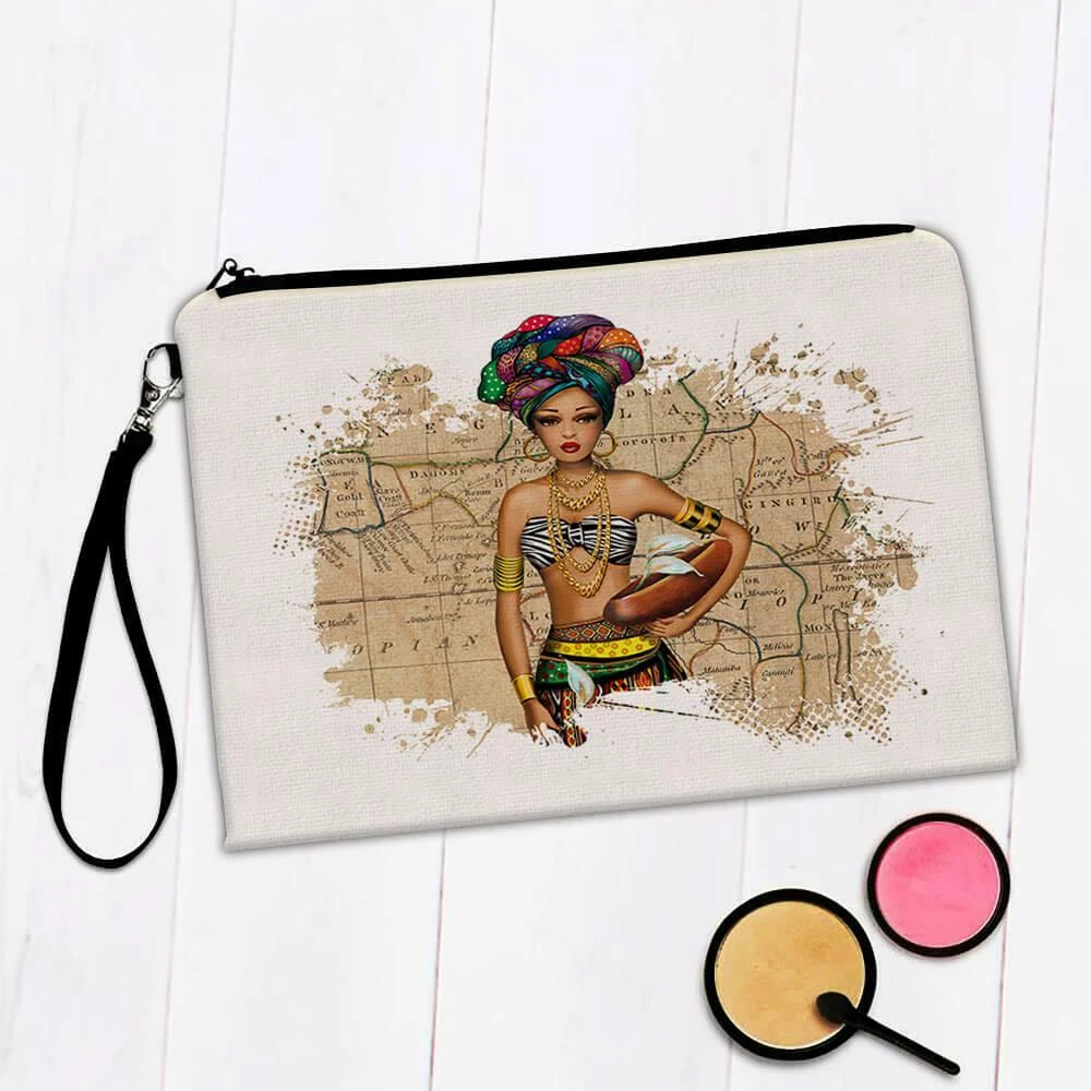 Gift Makeup Bag African Woman Map Ethnic Art Black Culture Ethno