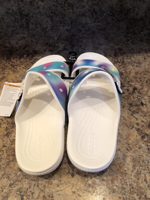 Crocs Unisex-Adult Classic Tie Dye Two-Strap Sandals, Solar  display picture 3
