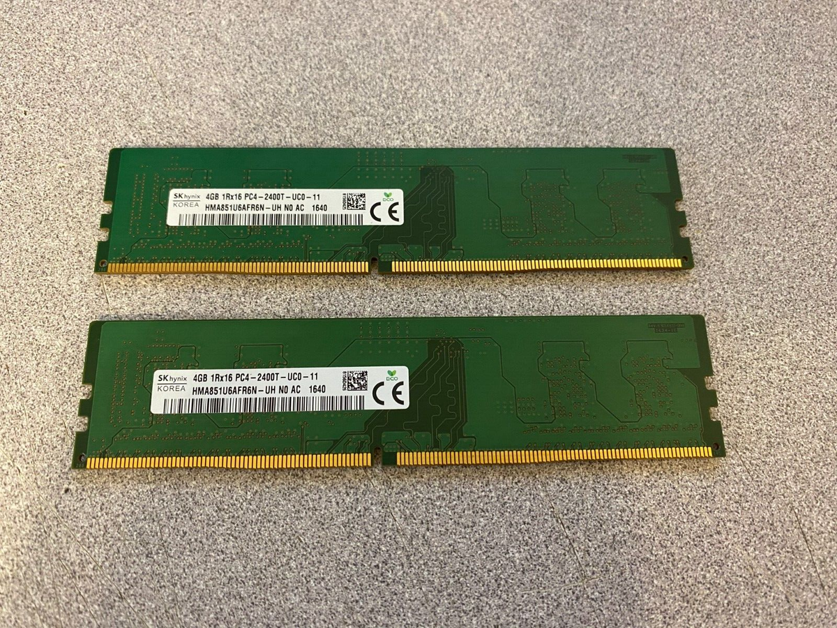 Lot of 8 GB (4 GB x 2 sticks) SK hynix DDR4 PC4-2400T Desktop RAM