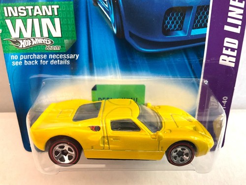 Hot Wheels FORD GT-40 Red Line Series - 2006 #097 - Yellow, Redline 5-Spokes