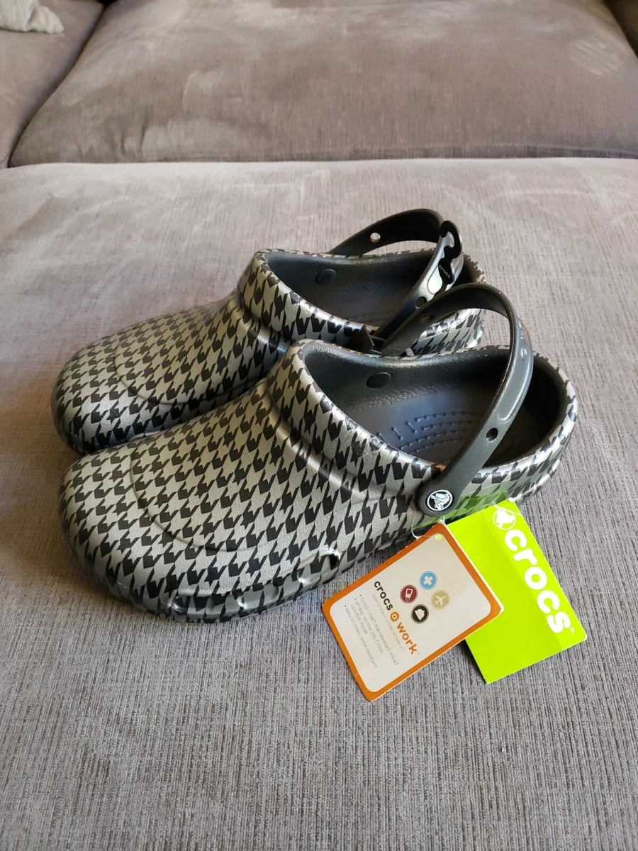 Crocs WORK Bistro Graphic Black Metallic Silver Men s 12 NON SLIP NEW