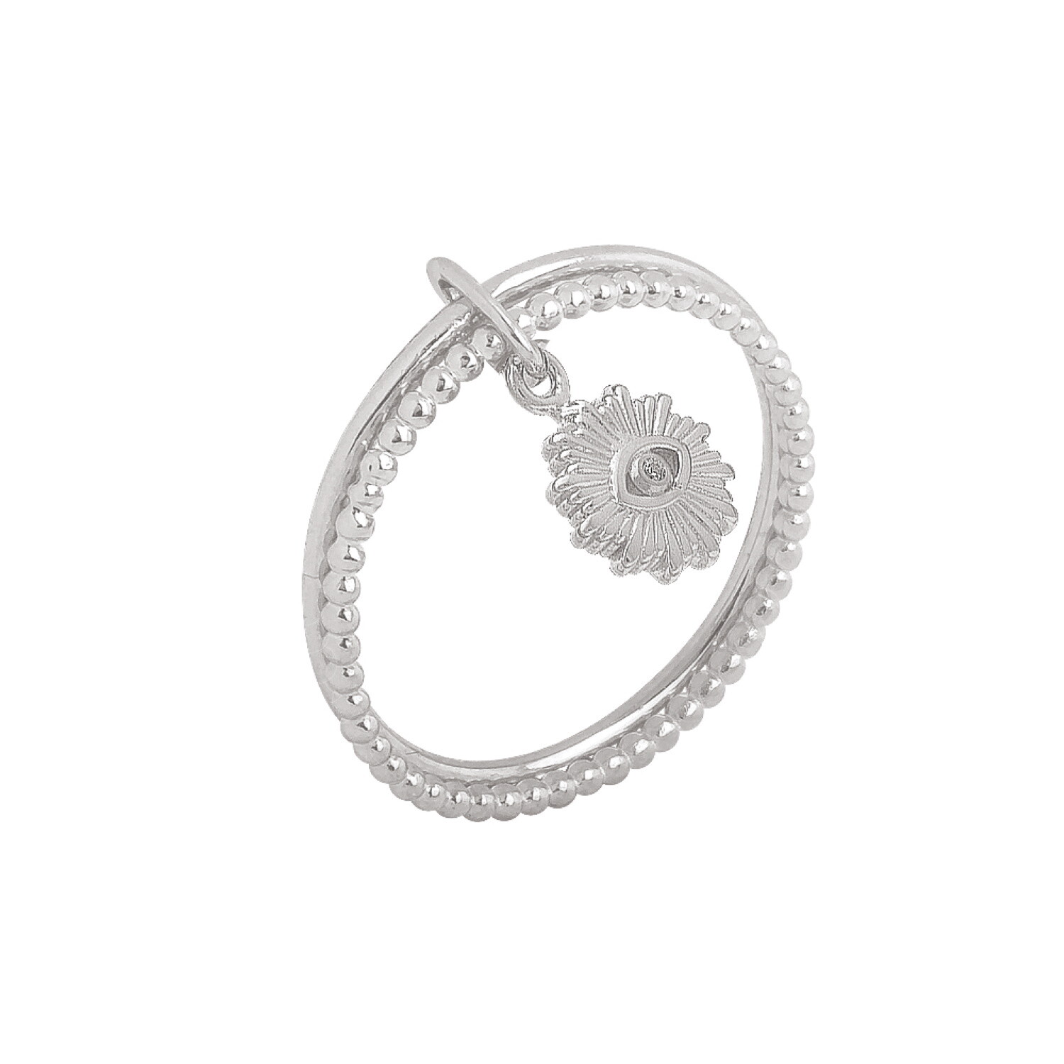 Bague double rangs avec pendant oeil en argent 925 et oxydes brillants