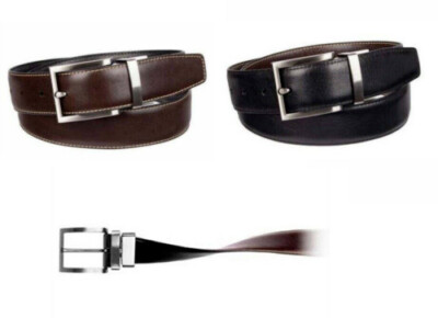 Kirkland Signature Mens FullGrain Reversible Leather Belt (Black/Brown,P36/B38)
