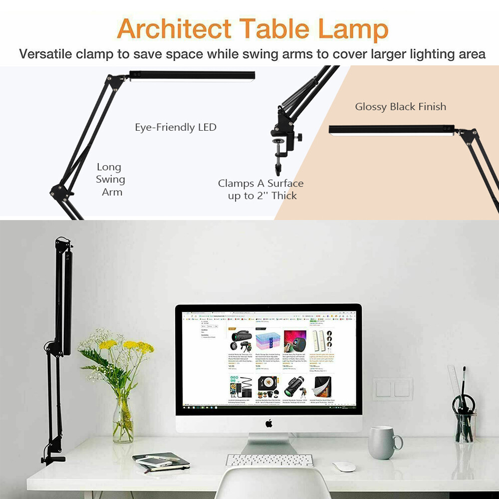 LED-Schreibtischlampe, Doppelkopf, In Weiß, Dimmbar, 5 - Foto 2