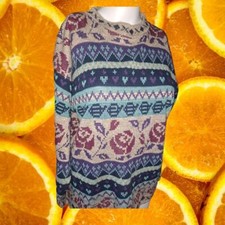 Vintage Medallion Colorful Knit Sweater with Rose Pattern