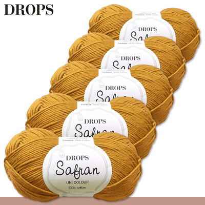 Drops 5 x 50 g Safran Baumwolle Babygarn Sommergarn Stricken Häkeln 46 Farben