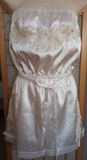 VTG Glossy Bridal White Satin Lace Lingerie Bodysuit Romper Sissy Lingerie Sm