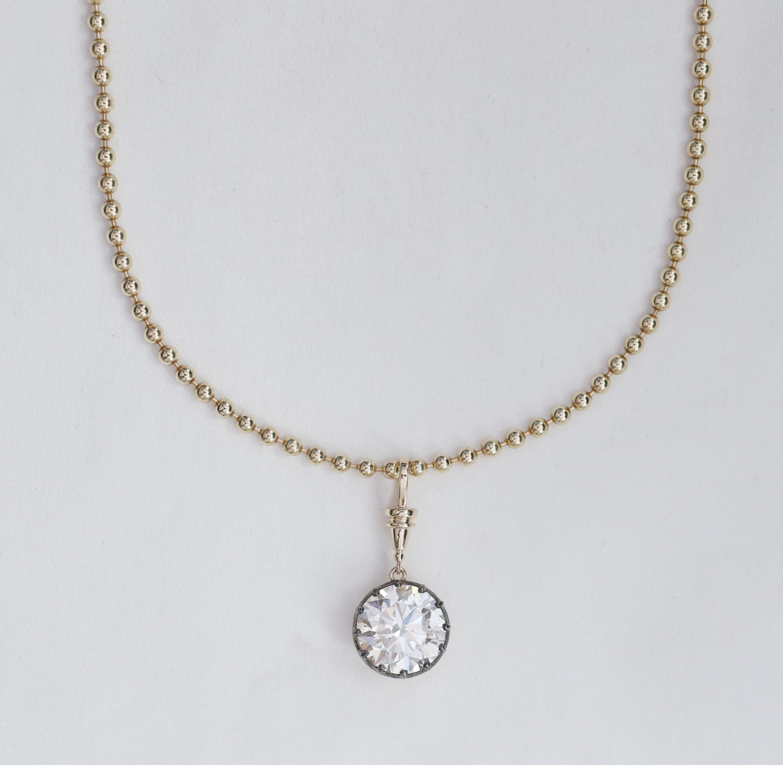 5 Ct Round Cut Diamond Solitaire Necklace 14K Yellow Gold Lab Grown