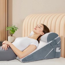 Adjustable Memory Foam Bed Wedge Pillow Set - 2 in 1 for Recovery  Comfort
