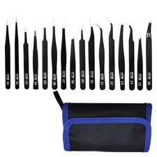 16 Pcs Sharp Precision Tweezers Set,Including 16 Types Of Anti-Static Stainle...