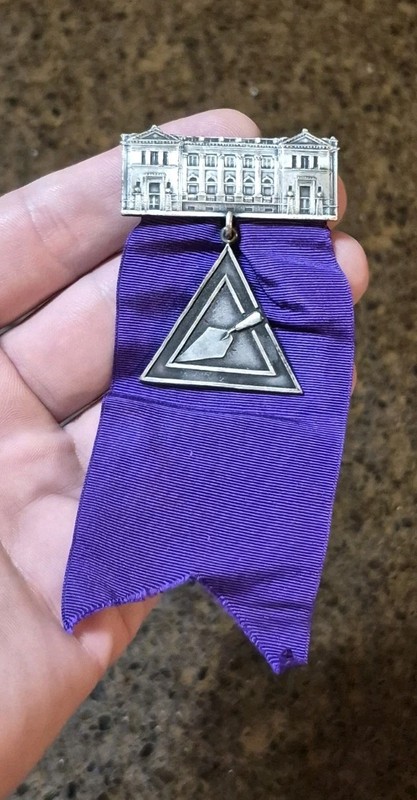 RARE 1906 SPOKANE WASHINGTON MASONIC ROYAL & SELECT MASTERS RIBBON MEDAL BADGE 