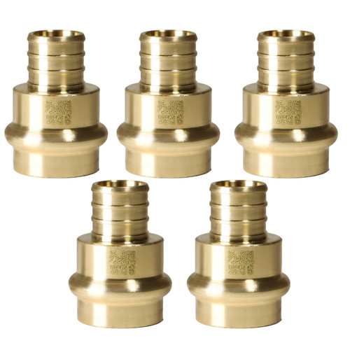 5 Pack XFITTING 3/4" Press x 3/4" Pex B Coupling, Press Fit, Lead Free Brass