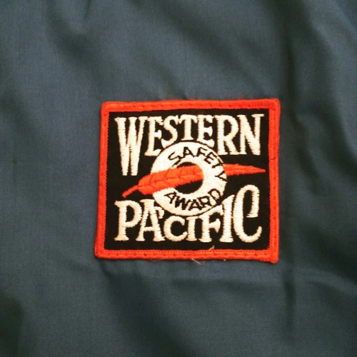 Vintage Western Pacific Safety Award Jacket Navy Blue Stripe M? 40 42 Zip Up - Picture 3 of 16
