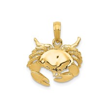 14k Yellow Gold Crab Pendant Charm for Necklace Unisex Zodiac Cancer Symbol